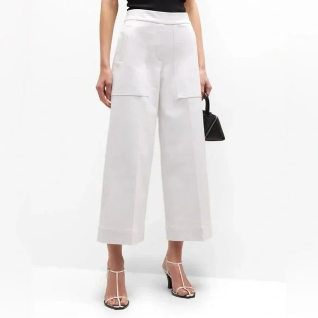 Nwt Spanx Womens Size Large Classic White On The Go Crop Wide-Leg Pant New